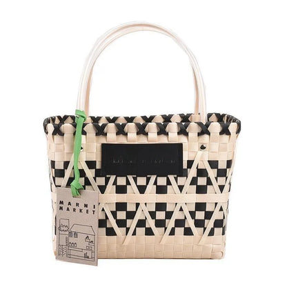 Colorful Woven Straw Tote Bag - Big Summer Shopper
