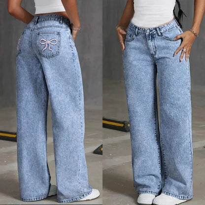 Flattering High Waisted Embroidered Mom Jeans - BritishElegance