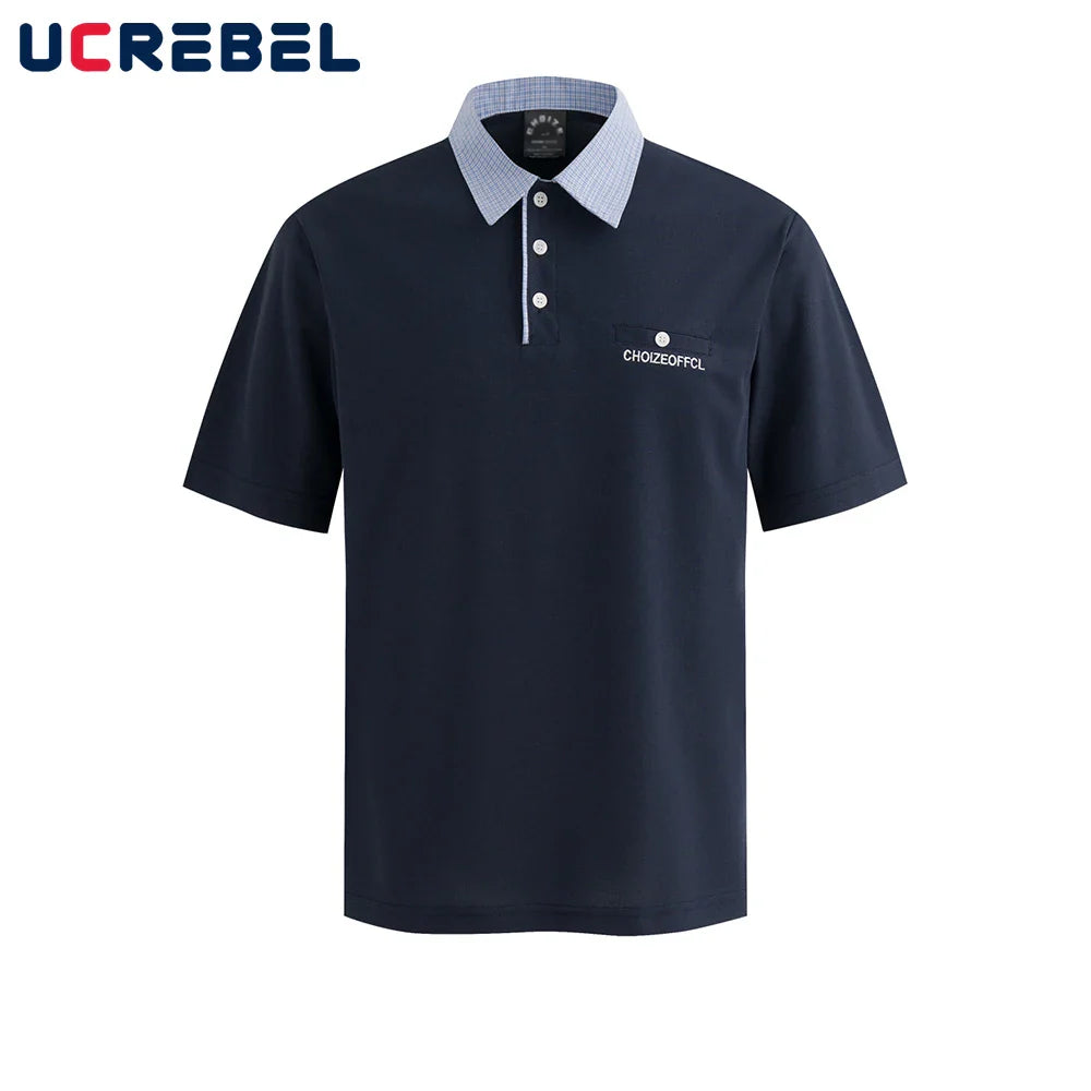 Vintage Embroidered Casual Short Sleeve Mens Polo Shirt - BritishElegance