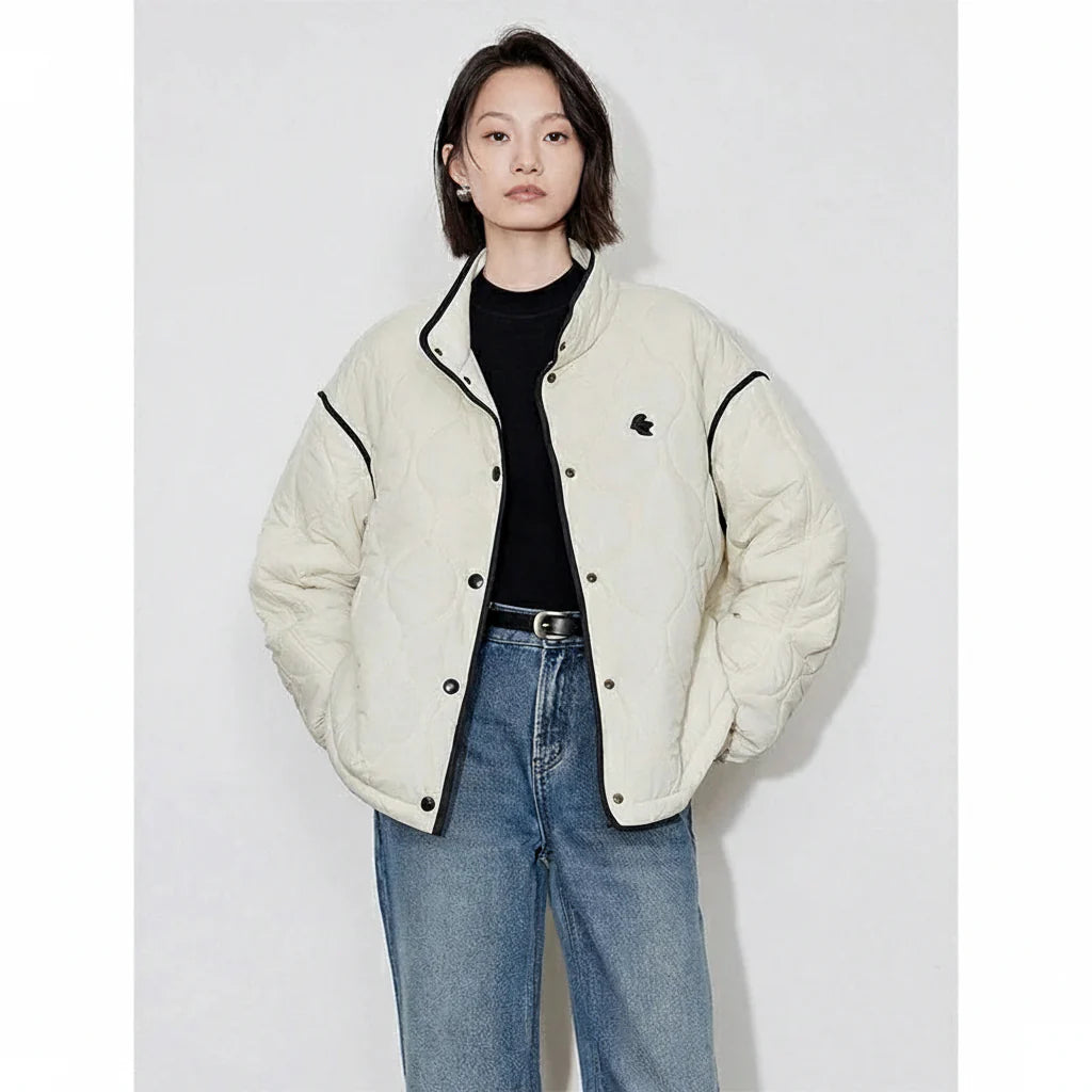 Bold Two-Tone Thick Wool Women's Parka Coat - BritishElegance