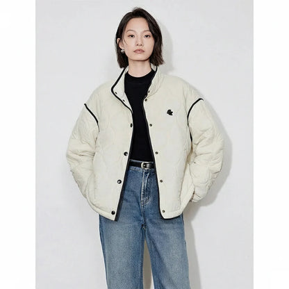 Bold Two-Tone Thick Wool Women's Parka Coat - BritishElegance