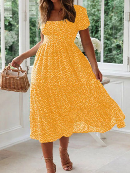 Classic Floral Long Sleeve Maxi Dress with High Slit