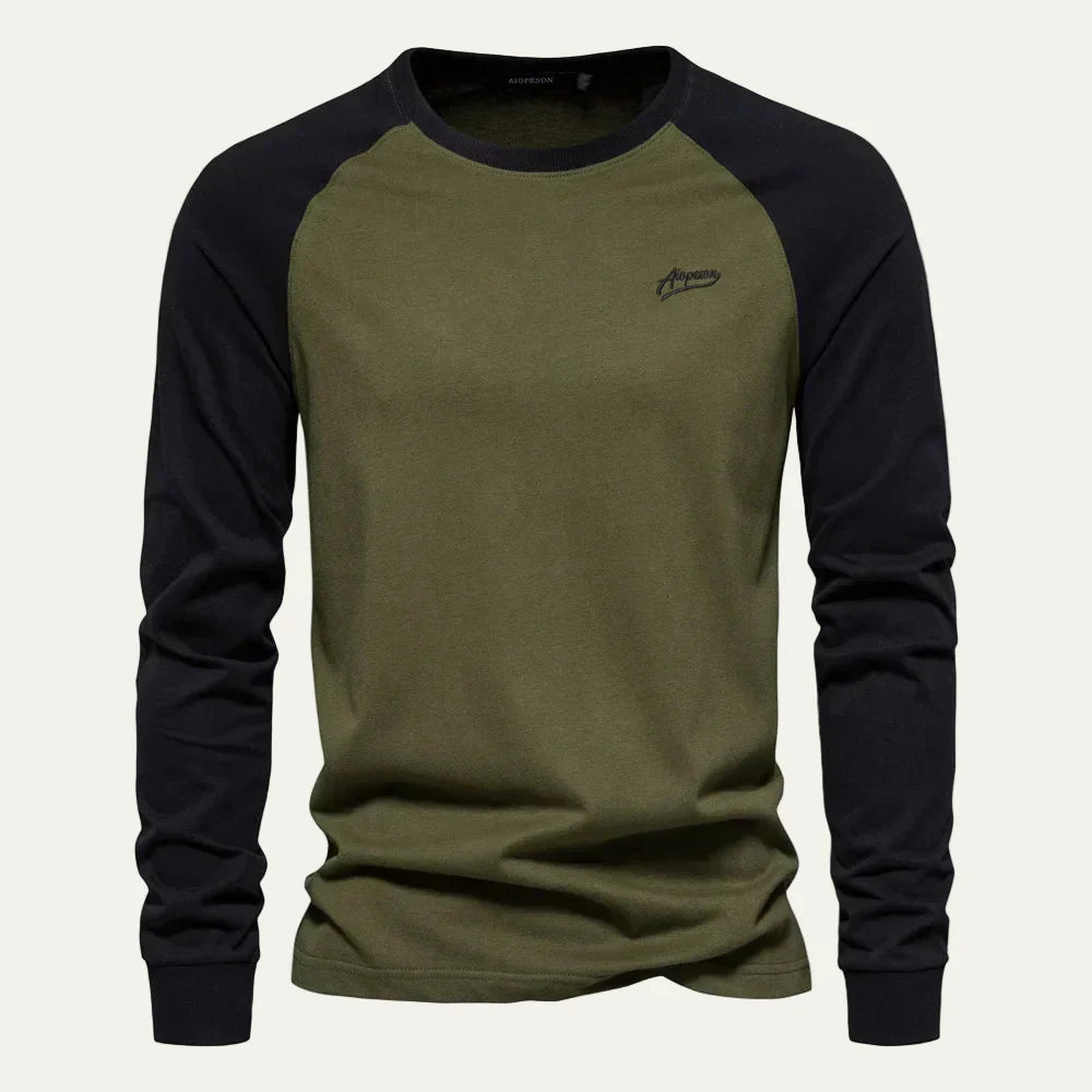 Men’s Raglan Long Sleeve Tee with Contrasting Sleeves