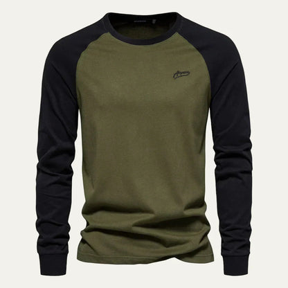 Men’s Raglan Long Sleeve Tee with Contrasting Sleeves