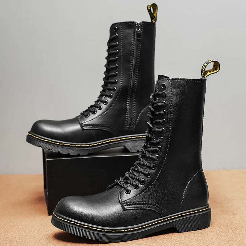 Warm Insulated Leather Knee High Winter Boots UK - BritishElegance