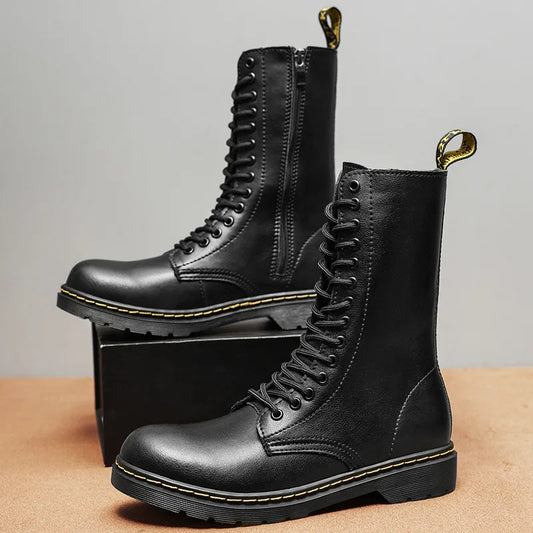 Warm Insulated Leather Knee High Winter Boots UK - BritishElegance