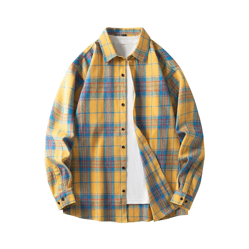 Comfortable Plaid Cotton Shirt - Cozy Long Sleeve Casual Wear