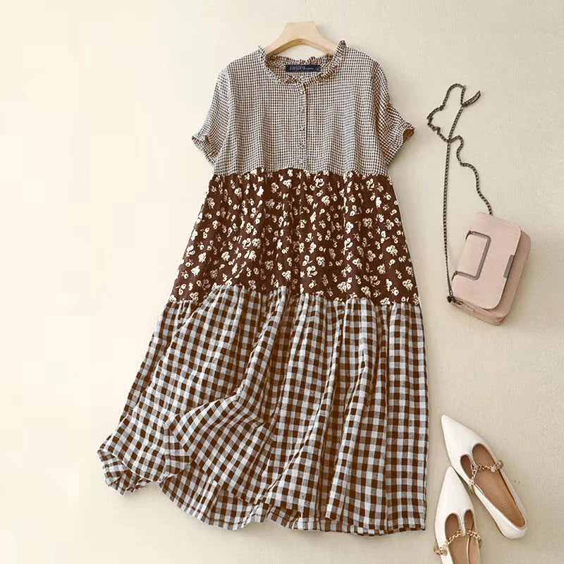Classic Red Checked Long Dress