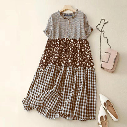Classic Red Checked Long Dress