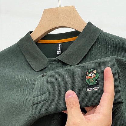 Casual Cotton Mens Long Sleeve Polo Shirt