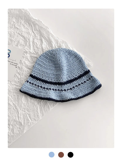 Colorful Striped Knit Fisherman Hat for Women