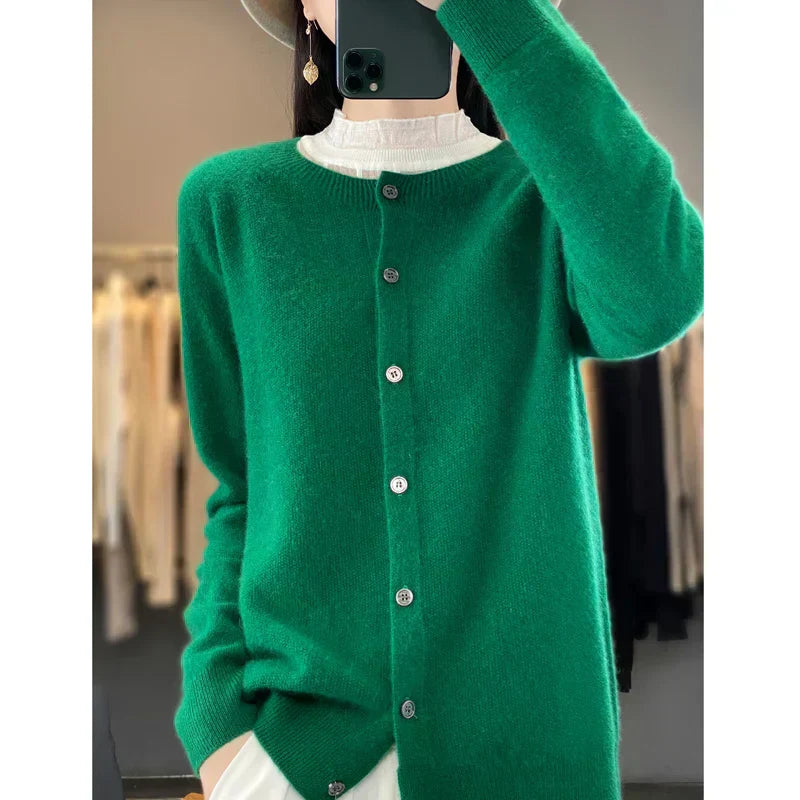 Soft Women's Open Front Wool Cardigan Sweater