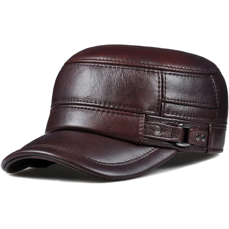 Classic Wool Faux Leather Winter Hat