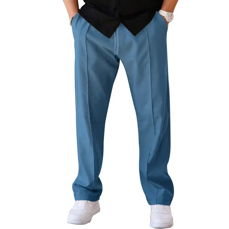 Comfortable Fit Straight Leg Pants with Elastic Waist