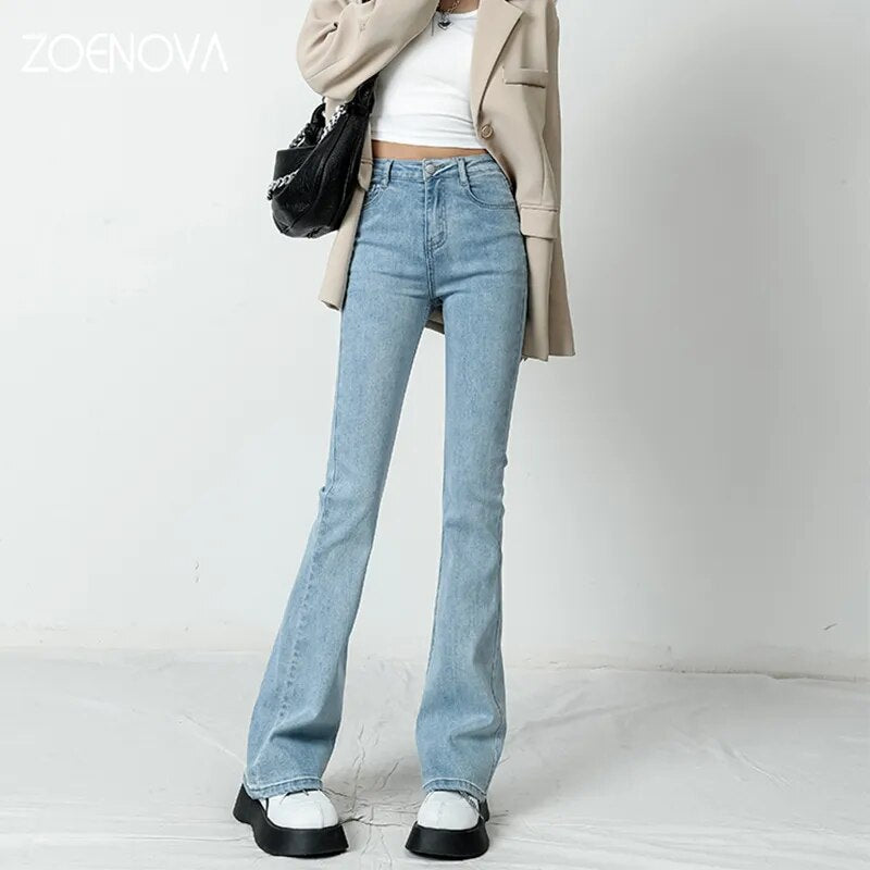 Classic High Waist Wide Leg Jeans for Women - BritishElegance