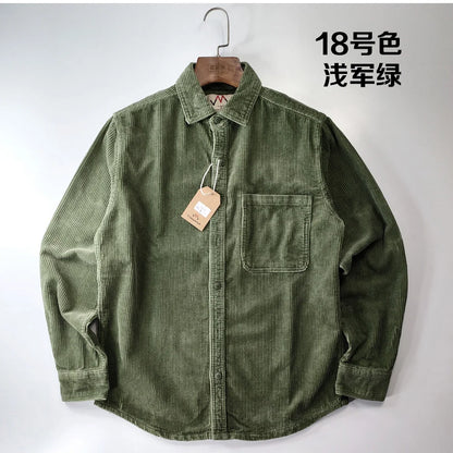 Classic Casual Corduroy Shirt for Men - Cotton Long Sleeve