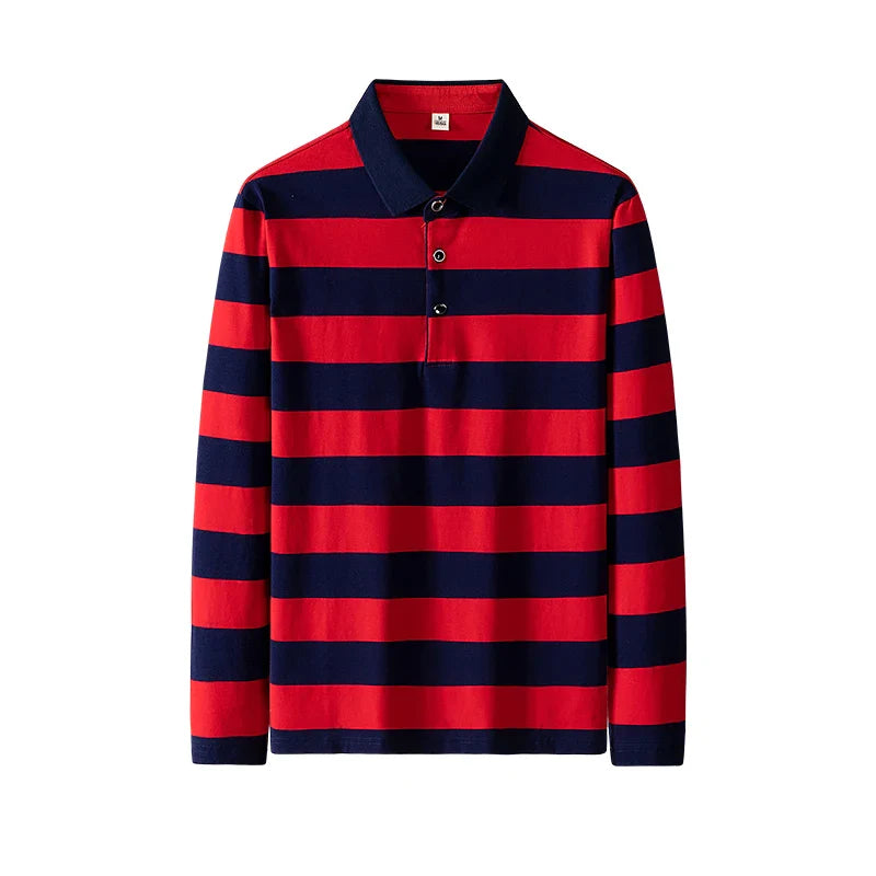 Classic Men's Striped Polo Cotton Shirt