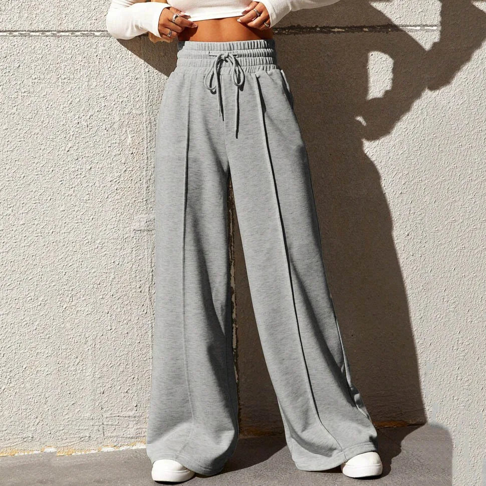 Comfortable Women's Jogger Pants – High Waist Wide Leg Trousers - BritishElegance