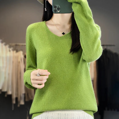 Cozy Australian Merino Wool V-Neck Sweater