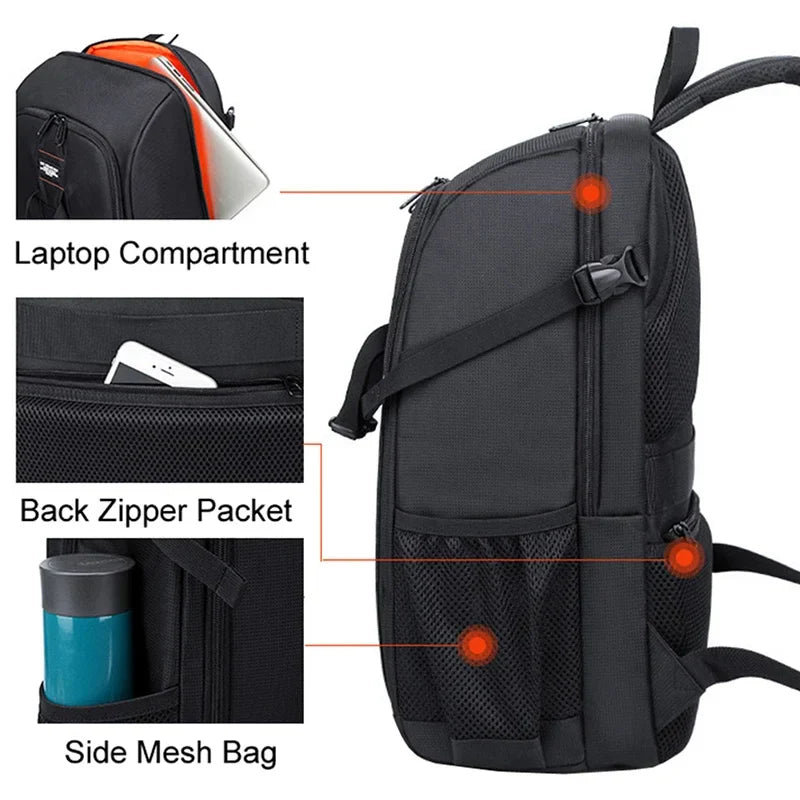 Waterproof Oxford Camera Backpack with Multi-Compartment Storage – Elric