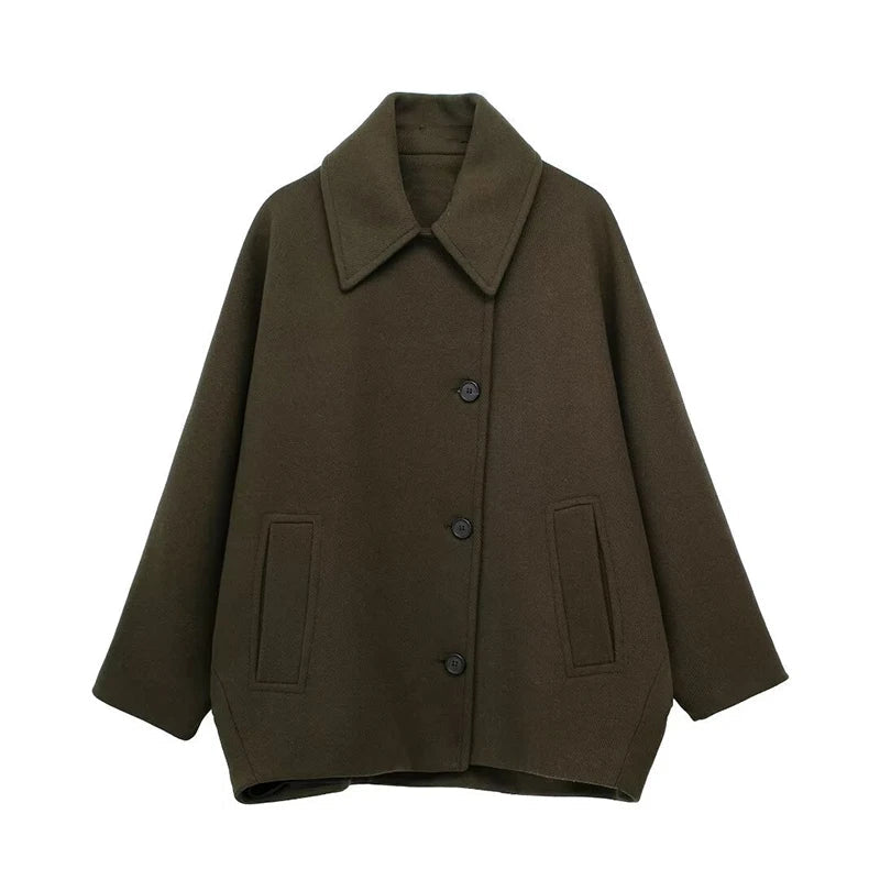 Large Synthetic Wool Parka Coat