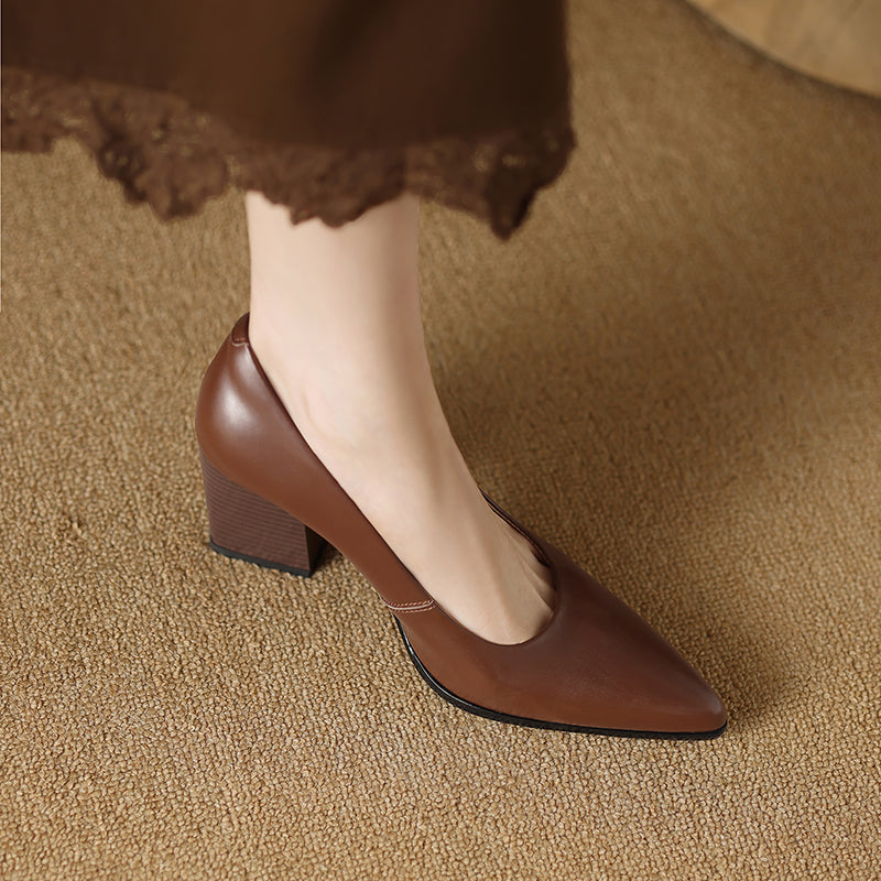 Nora Genuine Leather Heels