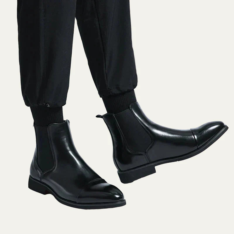 Men’s Polished Leather Cap Toe Chelsea Boots