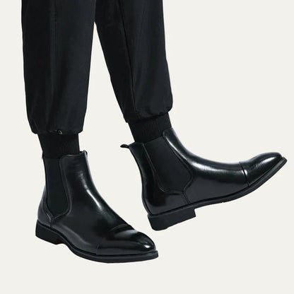 Men’s Polished Leather Cap Toe Chelsea Boots