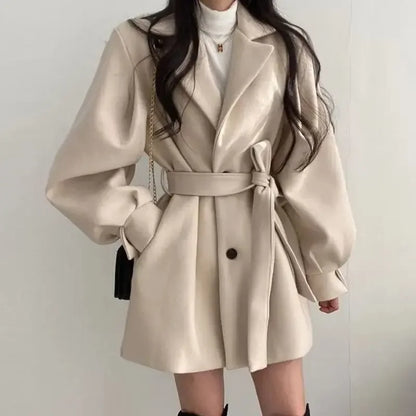 Fitted Ladies' Belted Short Trench Coat