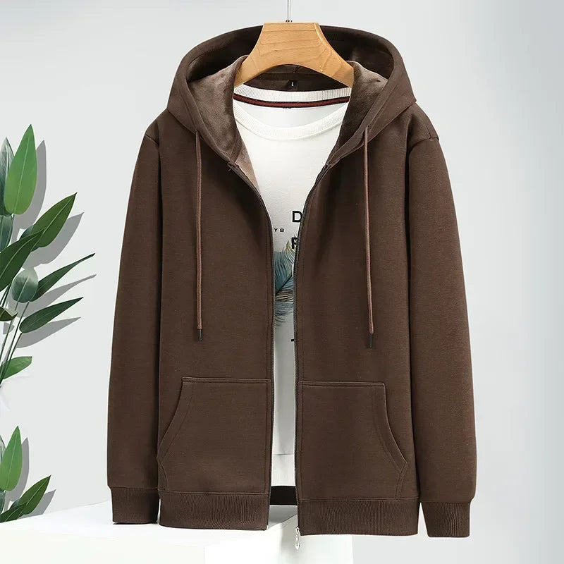 Large Size Mens Zip Up Hooded Sweatshirt