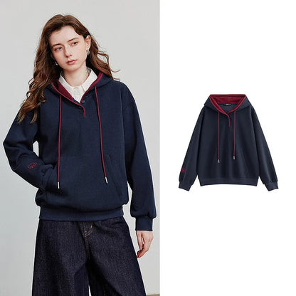 Ladies' Stitched Colorblock Hooded Sweatshirt