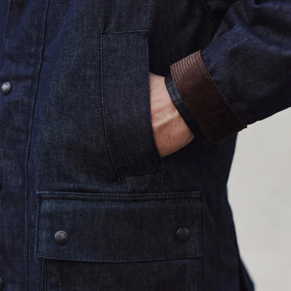 Zane – Men’s Rustic Denim Trench Coat | Durable Elegance