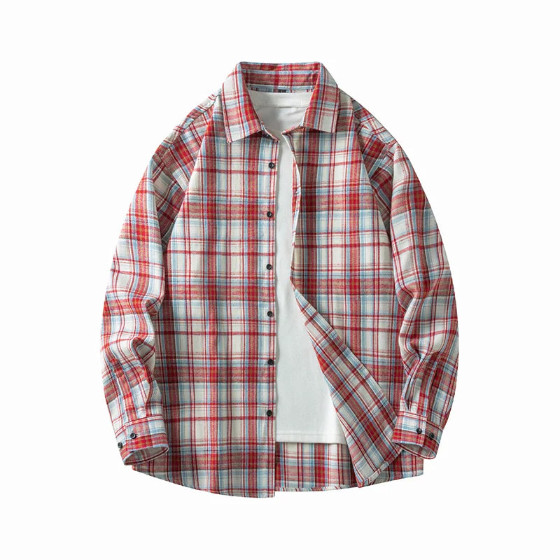 Comfortable Plaid Cotton Shirt - Cozy Long Sleeve Casual Wear