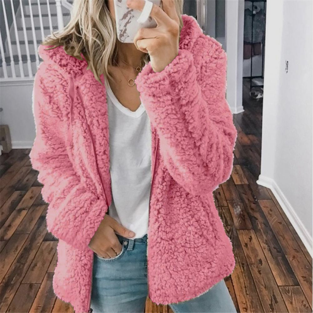 Women's Soft Fleece Hooded Teddy Coat