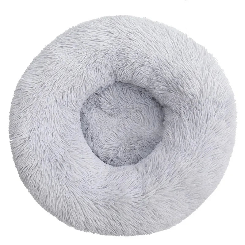 Comfy Round Furry Pet Bed for Cats and Dogs