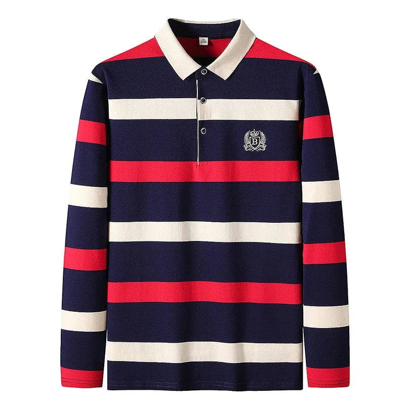 Classic Men's Striped Polo Cotton Shirt