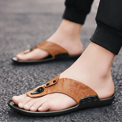 Arvento | Italian Leather Slides – Rivet Detail with Anti-Slip Comfort Sole
