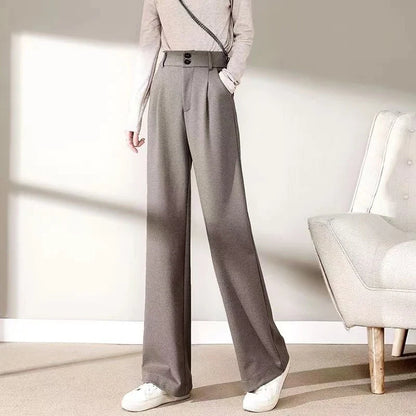 Comfortable Fit Wool Straight Leg Pants