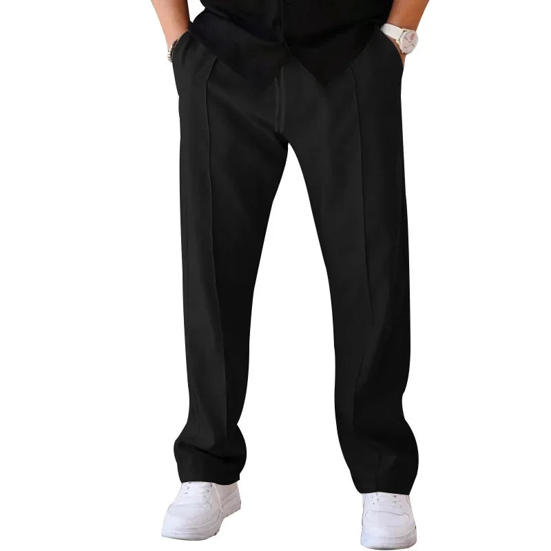 Comfortable Fit Straight Leg Pants with Elastic Waist