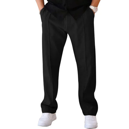 Comfortable Fit Straight Leg Pants with Elastic Waist