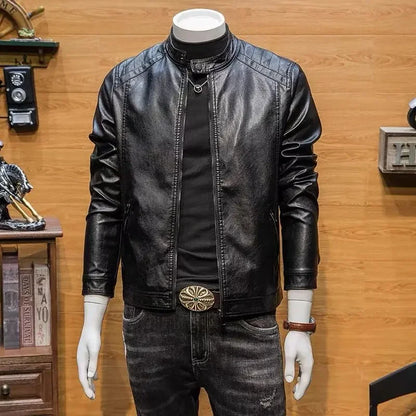 Slim Fit Men's PU Leather Bike Jacket