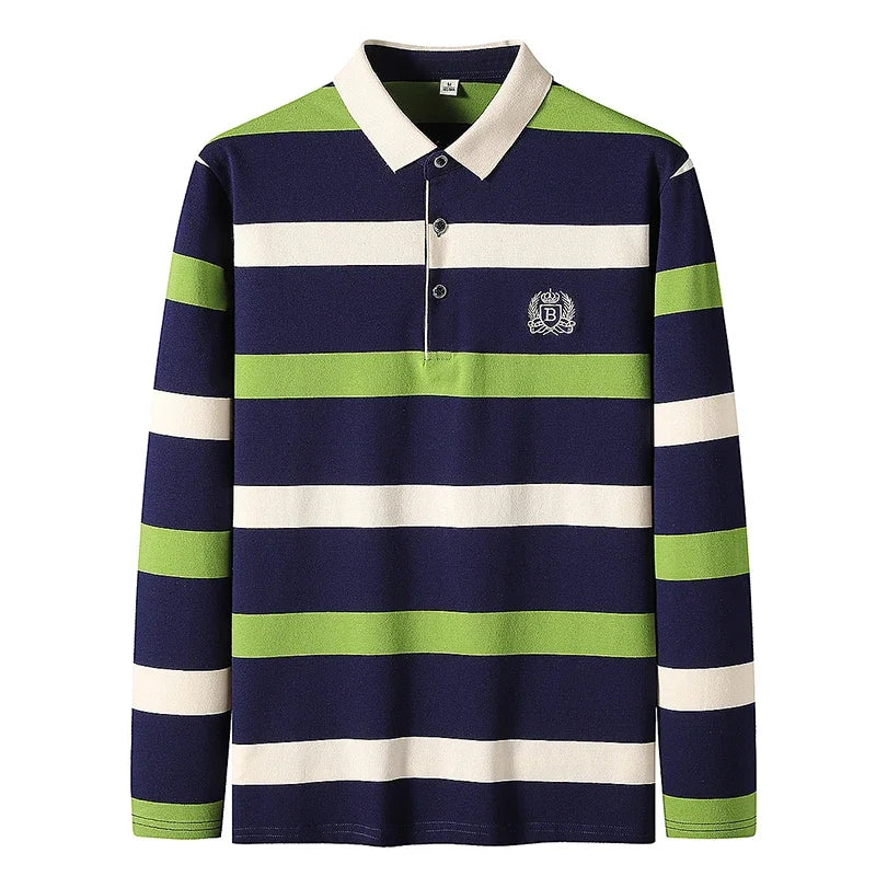 Classic Men's Striped Polo Cotton Shirt