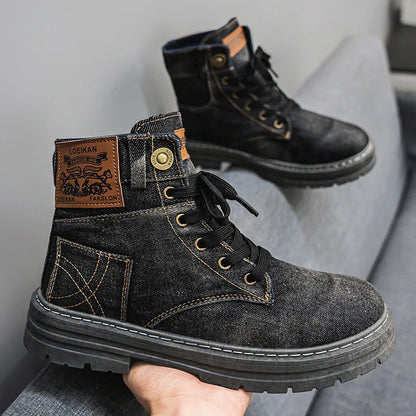Comfortable Men's High Top Denim Boots - BritishElegance