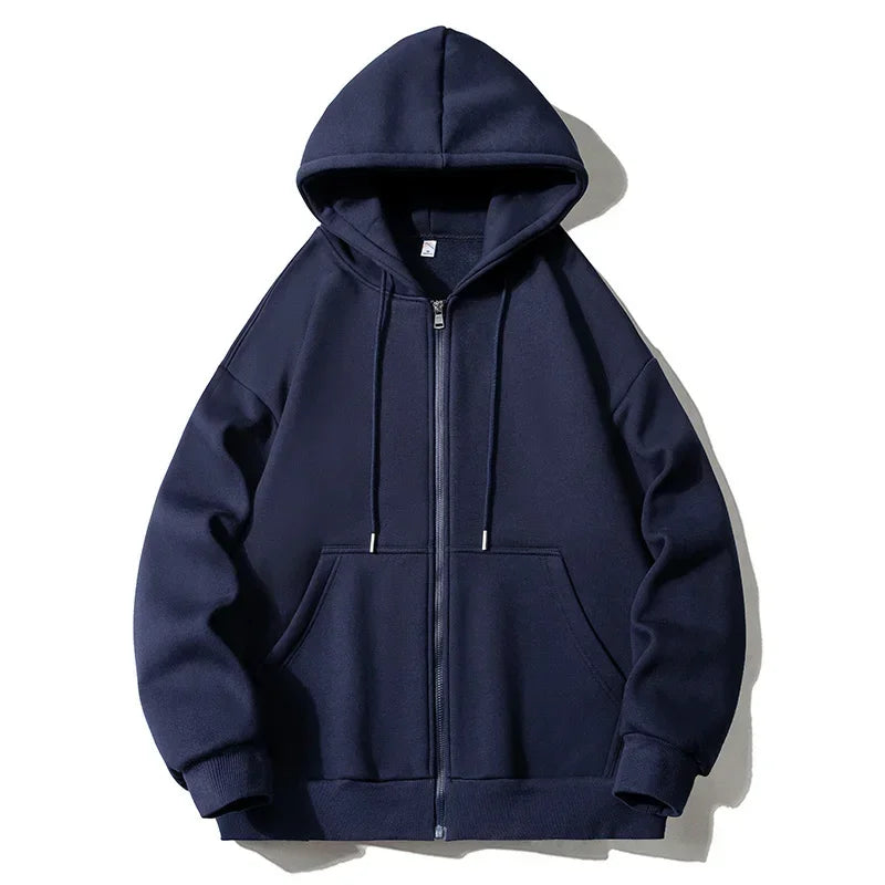 Large Size Mens Zip Up Hooded Jacket