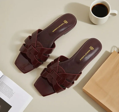 Authentic Leather Comfortable Sandal Slides - BritishElegance