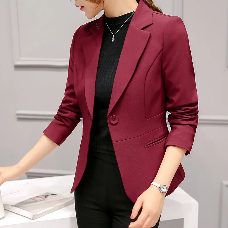 Classic Fit Navy Blue Business Jacket for Women