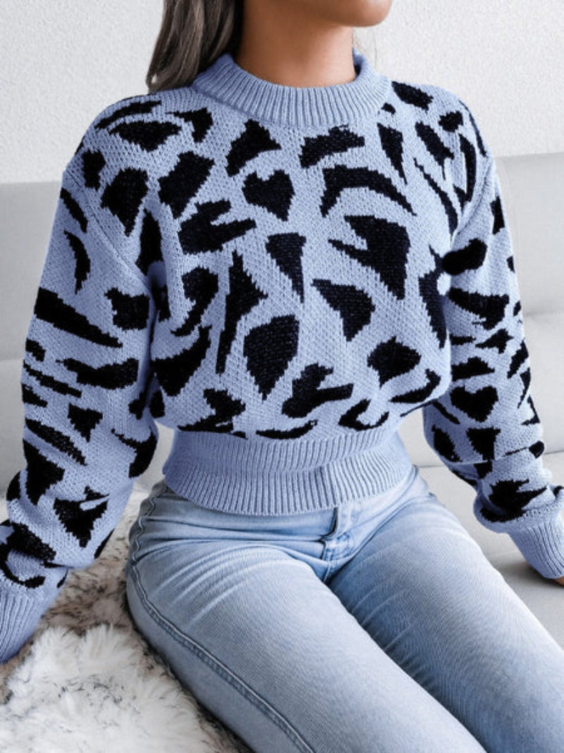 Women's Fashionable Jaguar Print Jumper Sweater