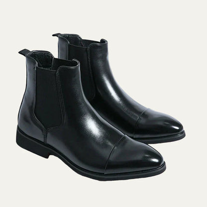 Men’s Polished Leather Cap Toe Chelsea Boots