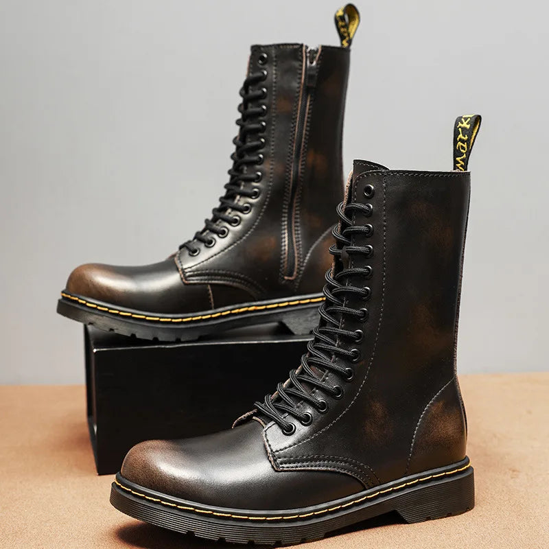 Warm Insulated Leather Knee High Winter Boots UK