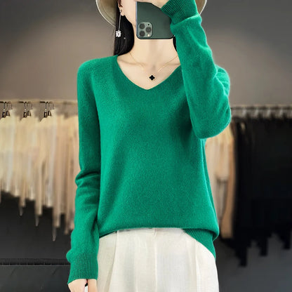 Cozy Australian Merino Wool V-Neck Sweater